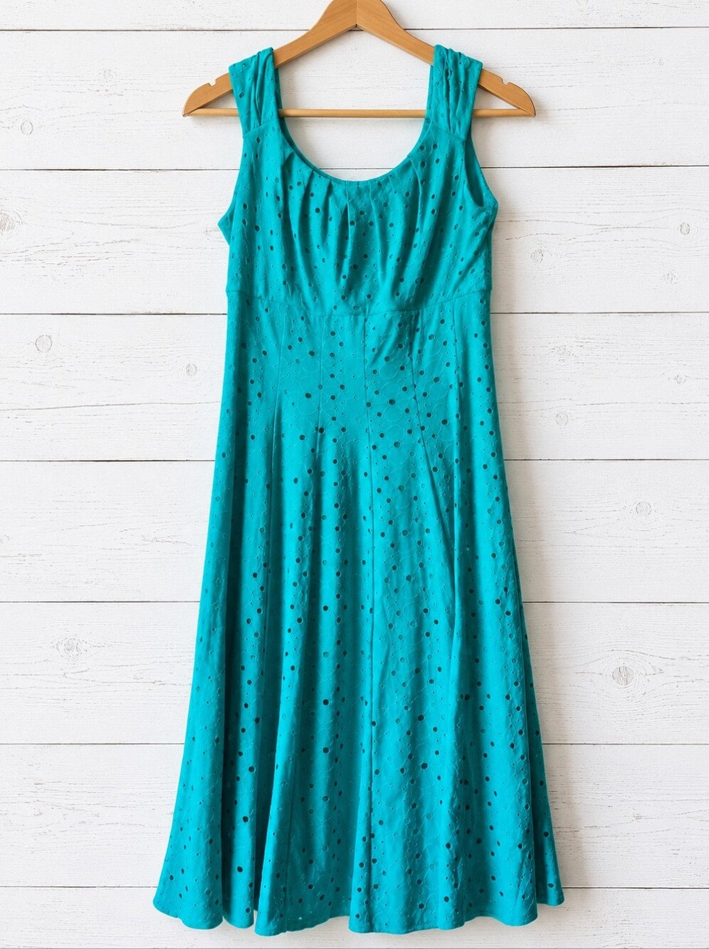 Maggie L Turquoise Eyelet Sleeveless Dress Size 8P